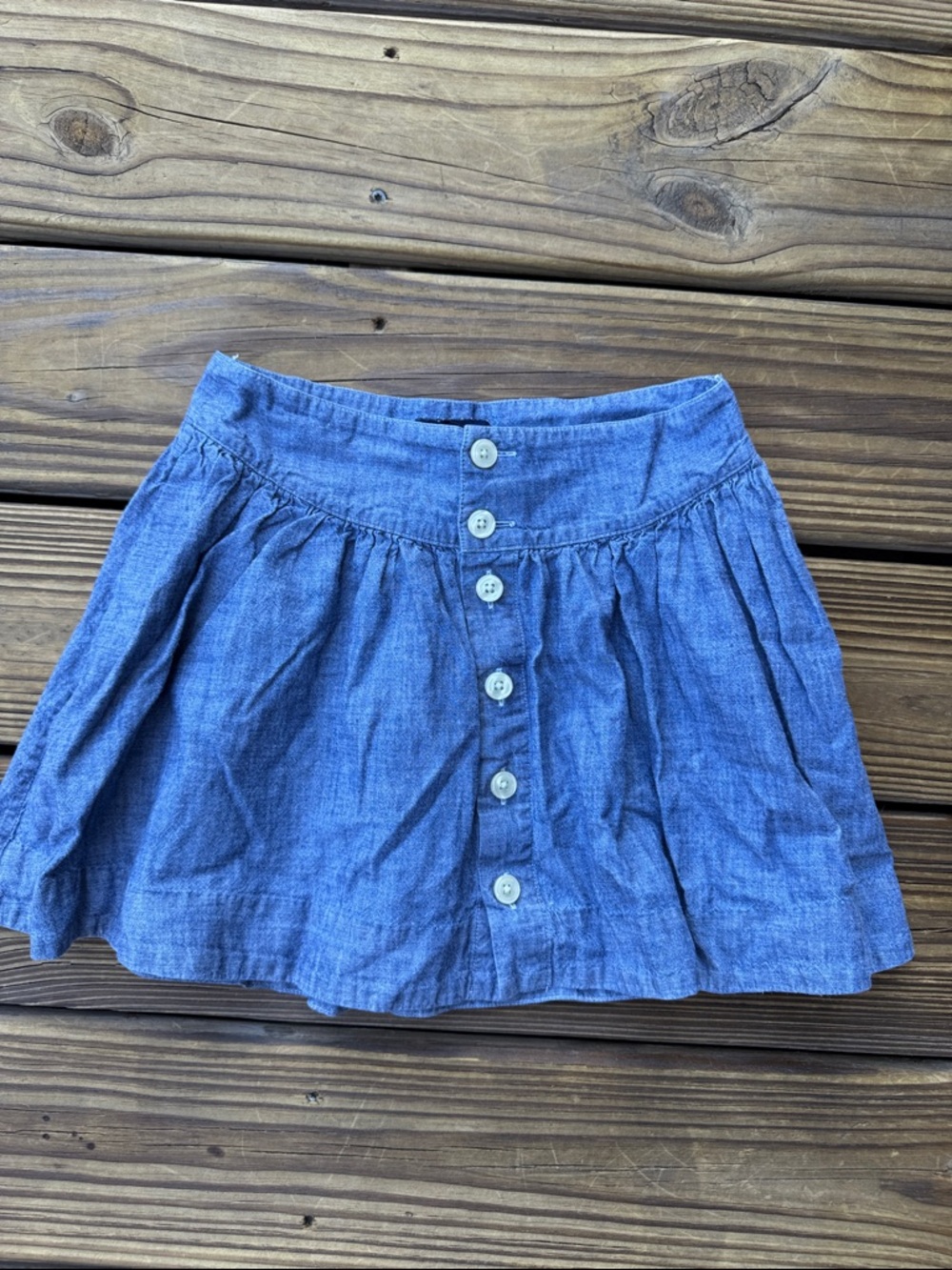 Ralph Lauren Blue Chambray Button-Front Kids Skirt